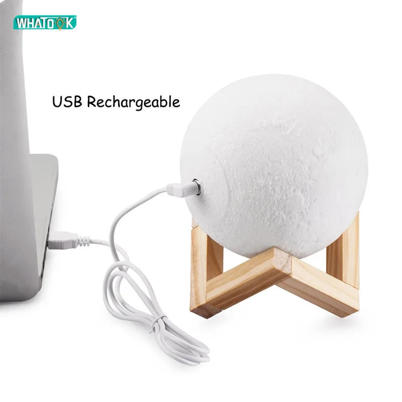 LED Night Light 3D Print Moon Lamp Rechargeable Color Change 3D Light Touch Moon Lamp Children's Lights Night Lamps Dropshipping