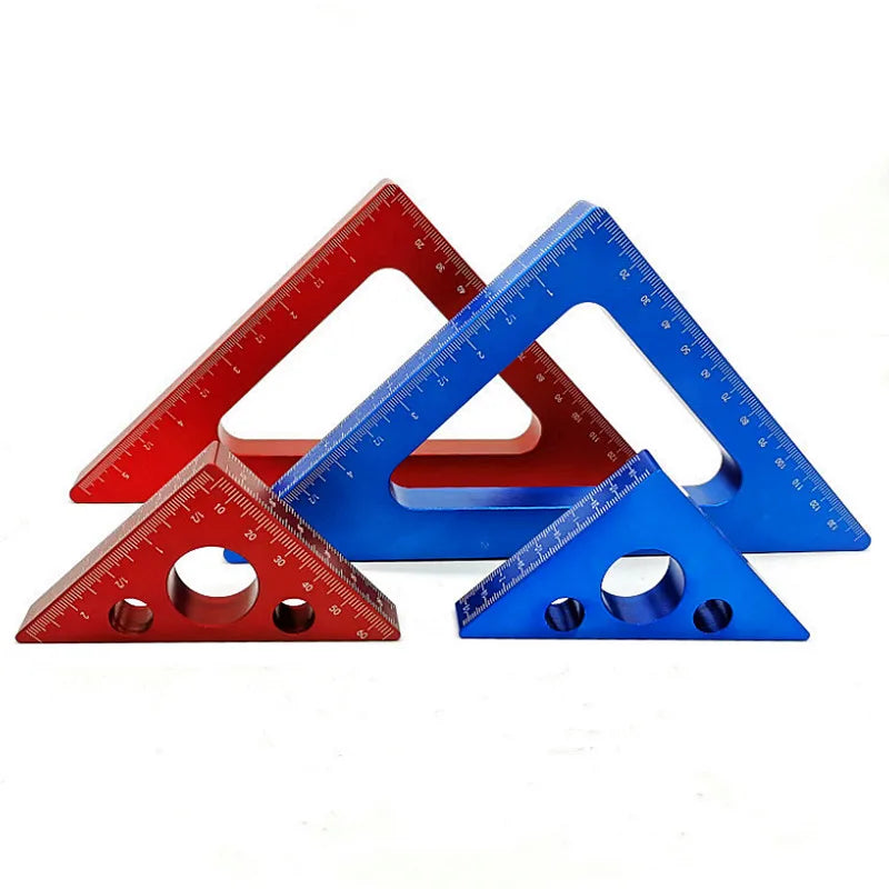 45 Degree Aluminum Alloy Angle Ruler Imperial and Metric Triangle Ruler Carpenter's Workshop Woodworking Square Measuring Tools