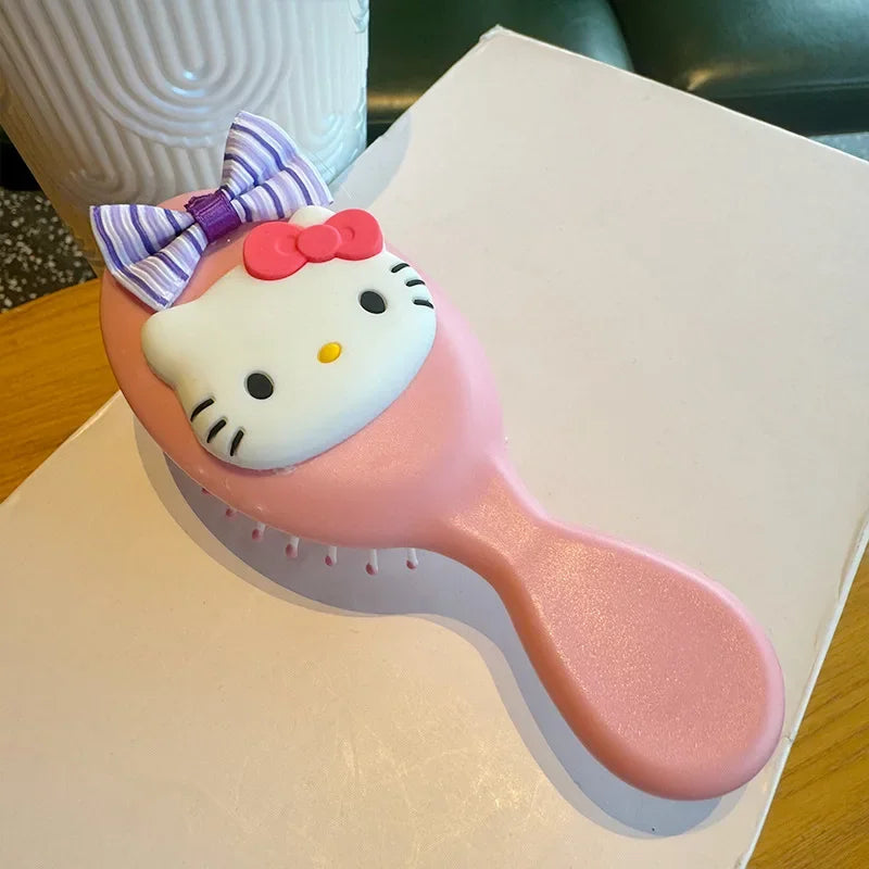 Kawaii Hello Kitty Mini Comb Anime Sanrio Girls Pocket Massager Anti Static Air Cushion Portable Hair Brushes Accessories Gifts