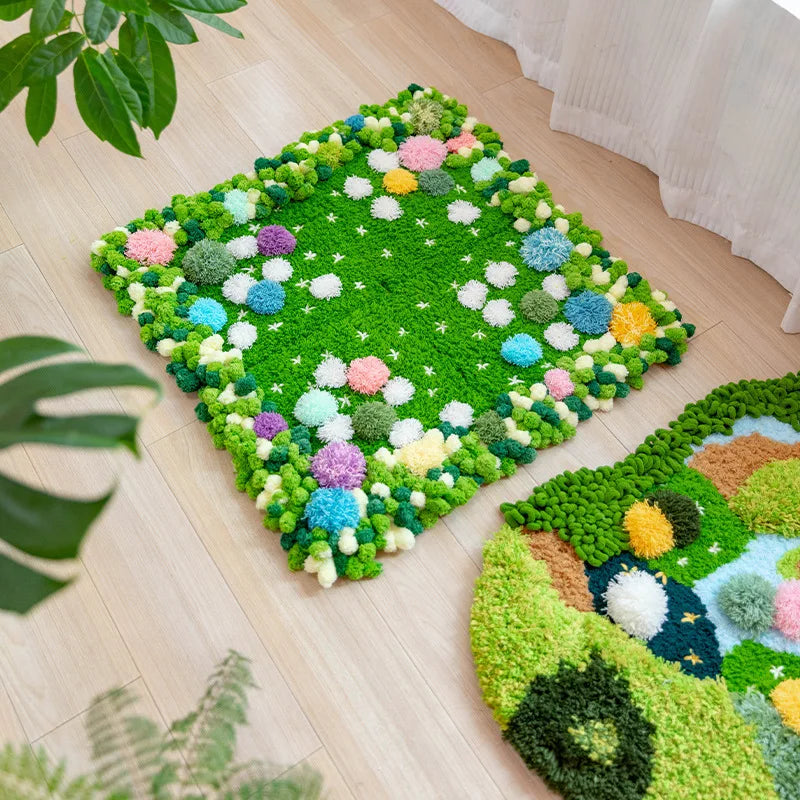 DIY Knitting Manual Moss Carpet Rug Material Package Handmade Green Environmentally Friendly
