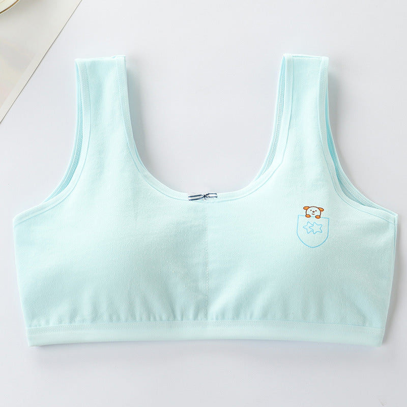 Underwear female primary school students growth period small vest pure cotton girls junior high school anti-bulge bra