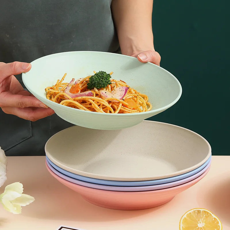 Wheat Straw Soup Bowl Microwavable Plastic Tableware Fruit Salad Bowls Cereal Ramen Pasta Dishes Dinner Plate kitchen Utensils