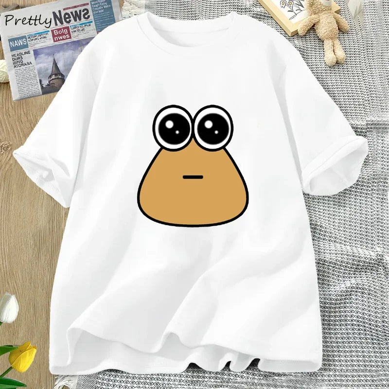 Hungy Pou Uwu Graphic Tees Funny Print Cotton Oversized Women Tops T-shirt Clothing Streetwear Short Sleeve Tee Shirt Tops