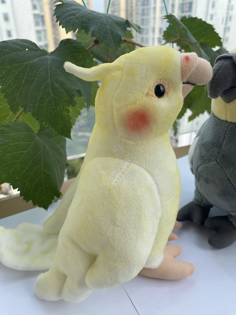 Simulation Soft Mini Size Lifelike Grey Cockatiel Plush Toys Real Life Soft Yellow Parrot Birds Stuffed Animals Toy Dolls Gifts