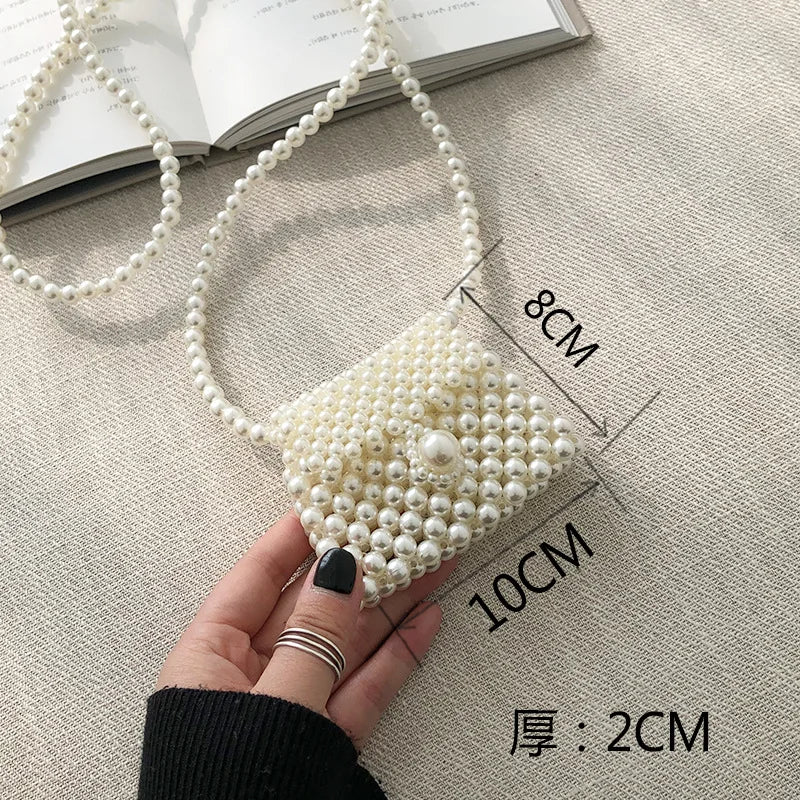 Mini Pearl Bag Handmade Vintage EVA Beaded Fashion Banquet Party Shoulder Bag Female 2024 Wedding Bags Luxury Women's Coin Purse