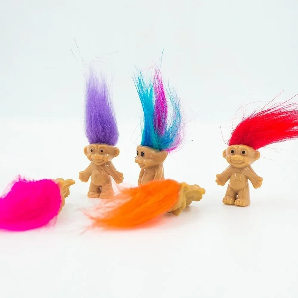 5Pcs/lot Funny Trolls Dolls Anime Action Figure Colorful Hair Family Members Models Kids Toys for Children Gift Nostalgic Adult