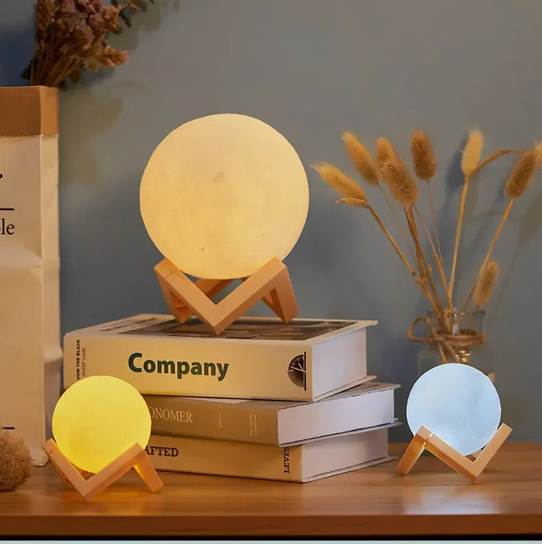 3D Moon Lamp Galaxy Starry Table Lamps Portable LED Night Light Romantic Decorative Lighting Kids Room Decor Lamp Bedside Table