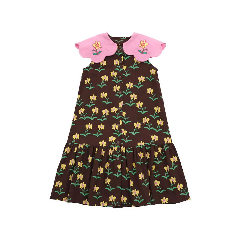 2024 New Summer Kids's Clothes Girls Party Pink Dress Baby Children's A-Line Embroidered Floral Skirts Children's Clothings