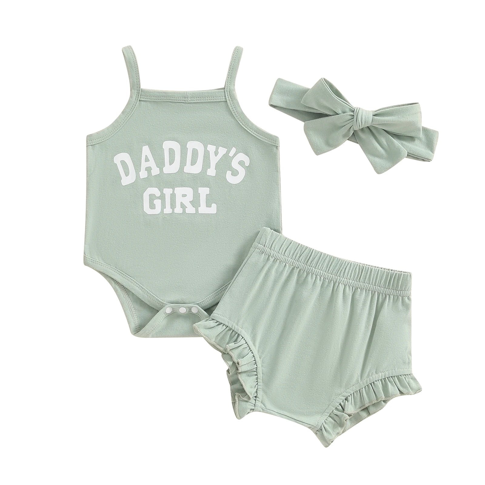 Newborn Set Baby Clothing Girl Summer Outfits Letter Print Spaghetti Strap Sleeveless Rompers Solid Shorts Headband 3pcs