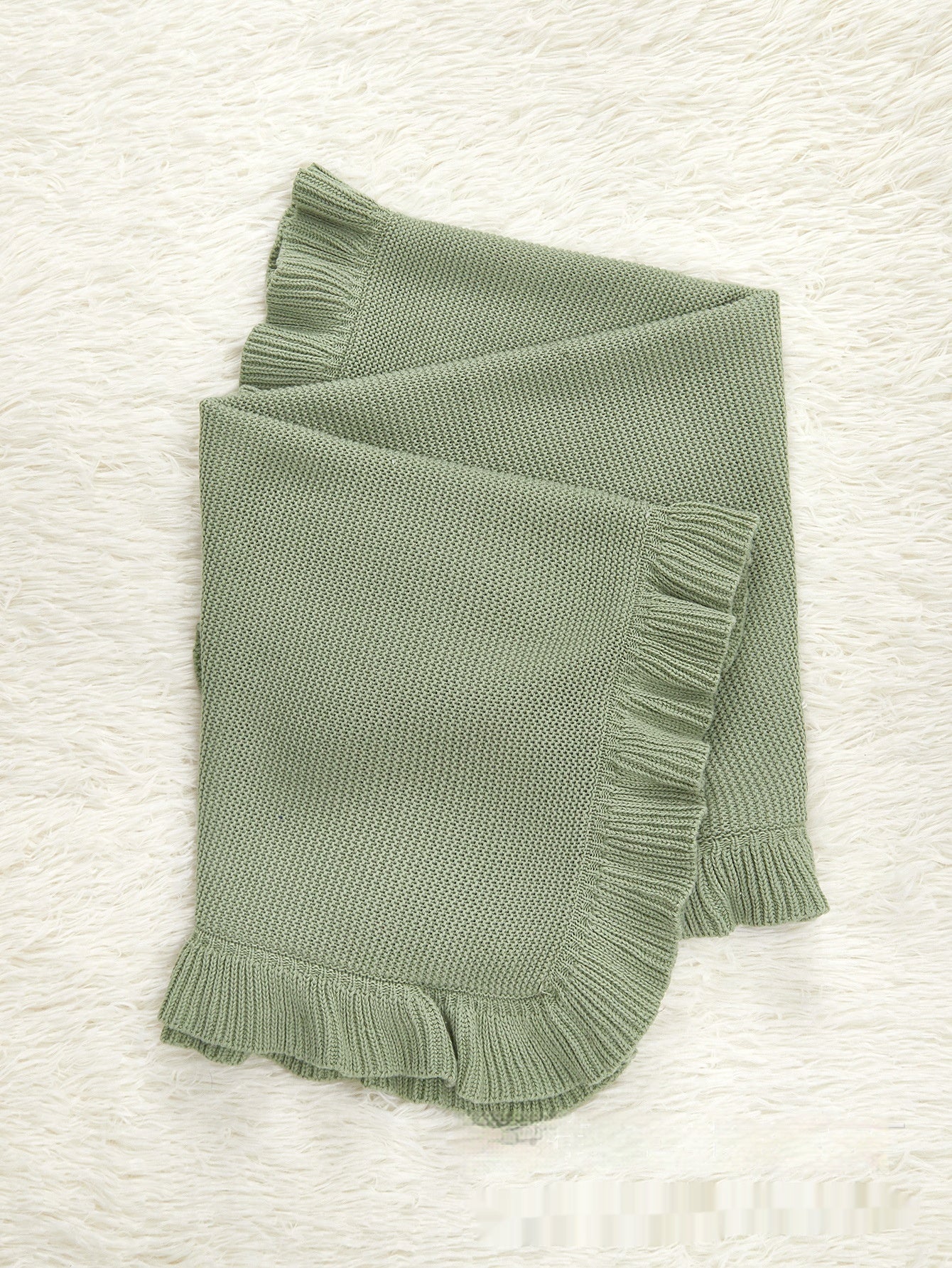 INS Style Baby Pure Cotton Ruffles Knitted Blanket