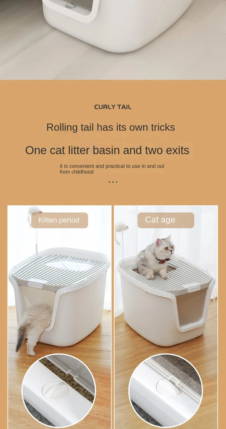 High Value Cat Litter Box Super Large Space Cat Toilet Lift Cover Clean Cats' Sandbox Multi-directional Access Litter Cat Box