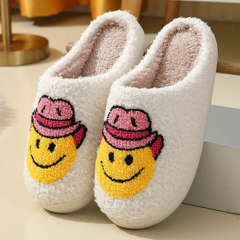 Women Indoor Slippers Soft Comfortable Embroidered Cashmere Slippers Cute Student Autumn Winter Bedroom Plush Slides