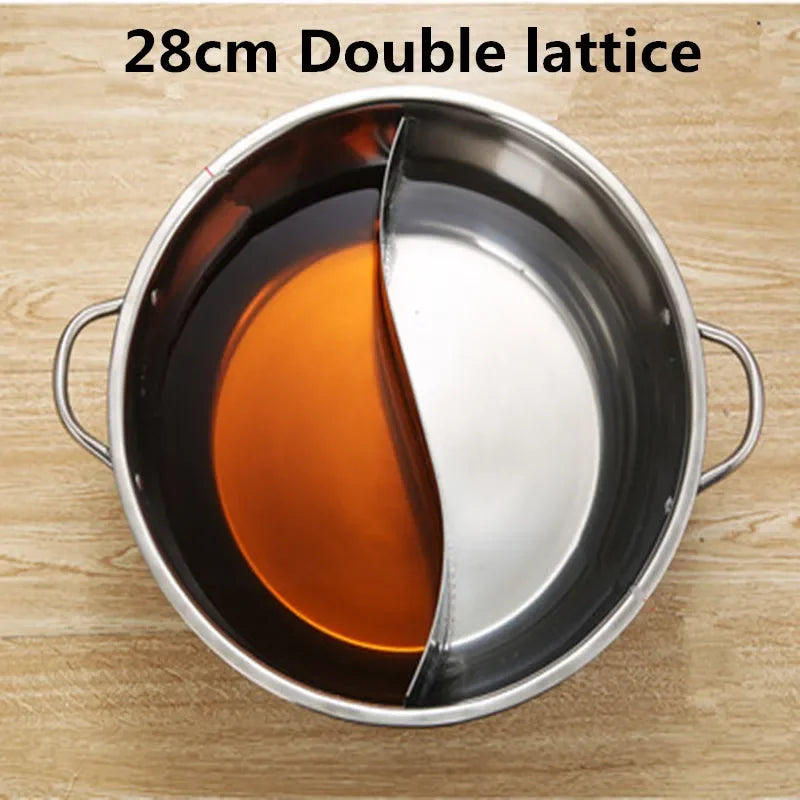 &24-40cm Stainless Steel 1.5mm Thick Double Ear Soup Cooker Hot Pot Twin Divided Cookware home Kitchen round induction cooker