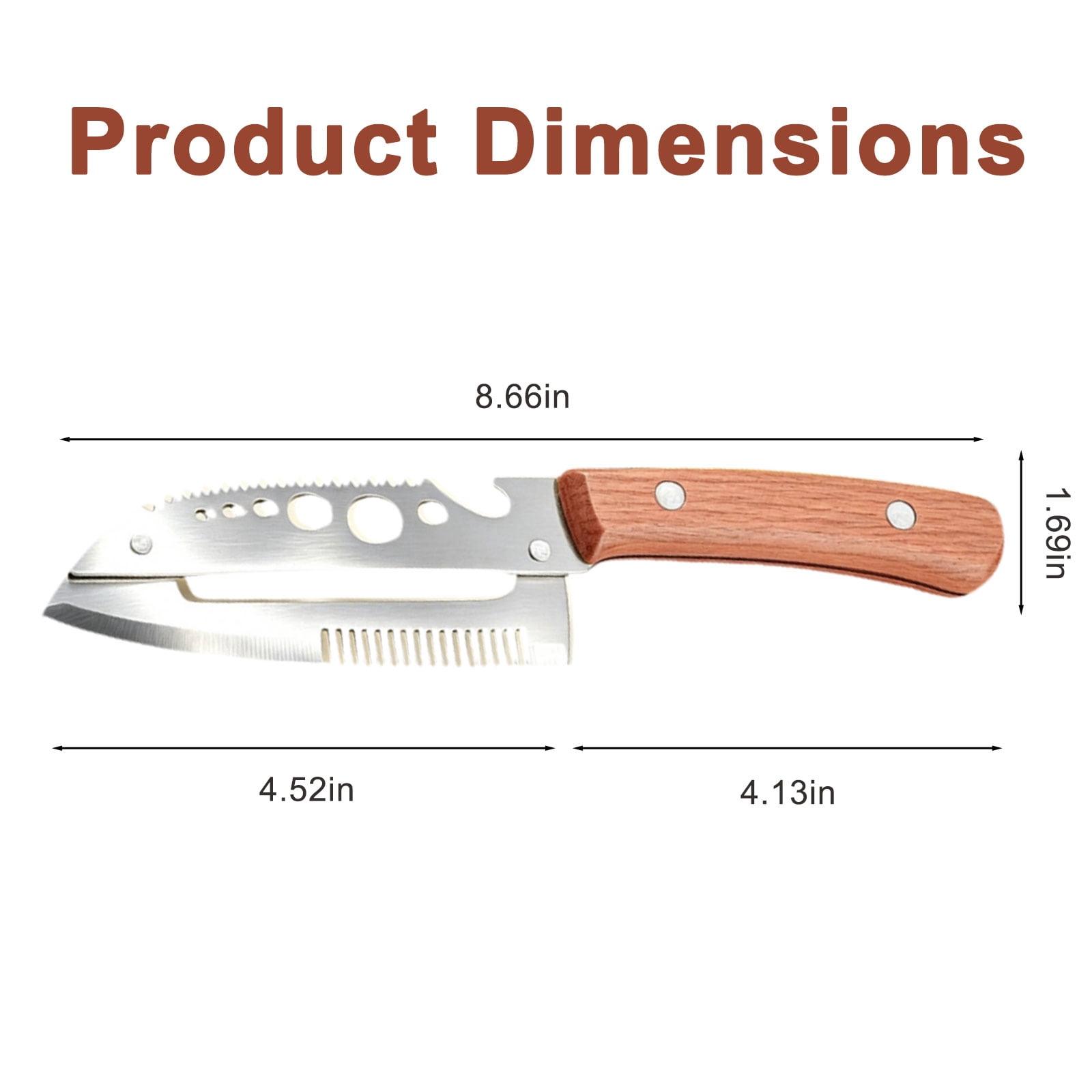 Multifunctional Vegetable Peeler 7-in-1,Kitchen Tool with Wooden Handle, Built-in Knife for Cutting, Peeling, Scaling, Grating & Bottle Opener(1PCS)