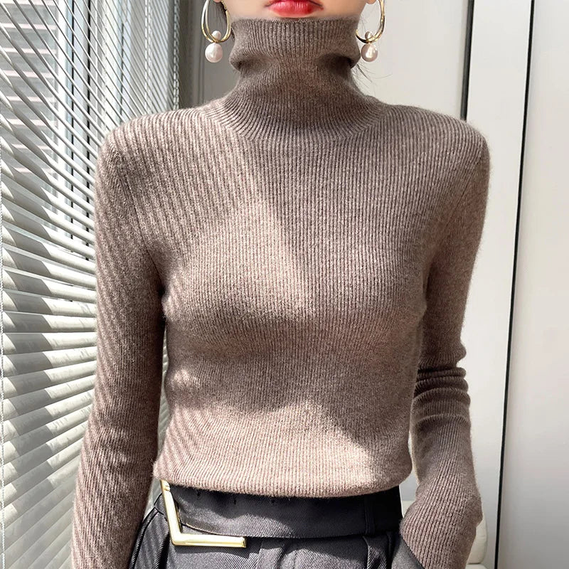 2022 Autumn Winter Cashmere  Sweater Women's Pullover Turtleneck  Casual Fashion Pure Color Cashmere sweater women