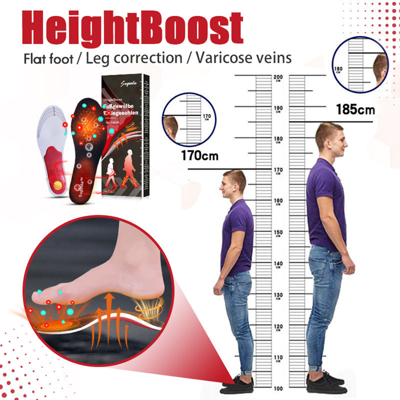Sugoola Height Boost Far Infrared Titanium Ion Arch Correetion Insoles, Frared Titanium Ion Arch Correetion Insoles, 2024 New Arch Correetion Insoles -Relieves footpain