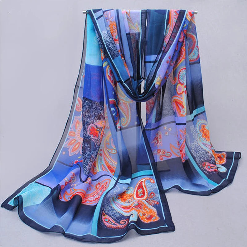 Chiffon silk scarf scarf female summer and autumn all-match scarf long Polyester air conditioning cape silk scarves shawl