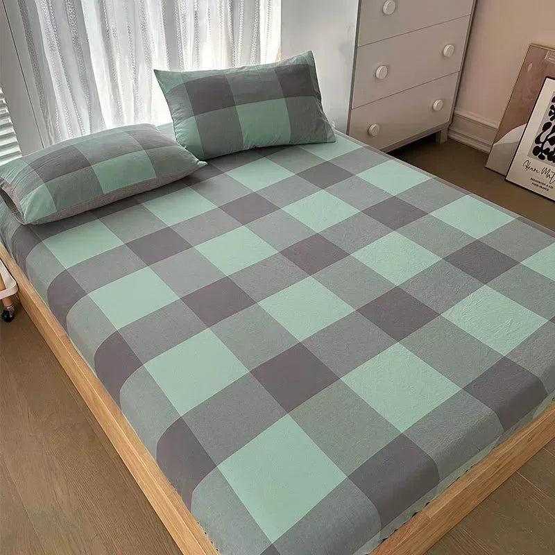 Pure cotton bedsheet single piece protective cover dust cover with raised student cotton plaid   1003