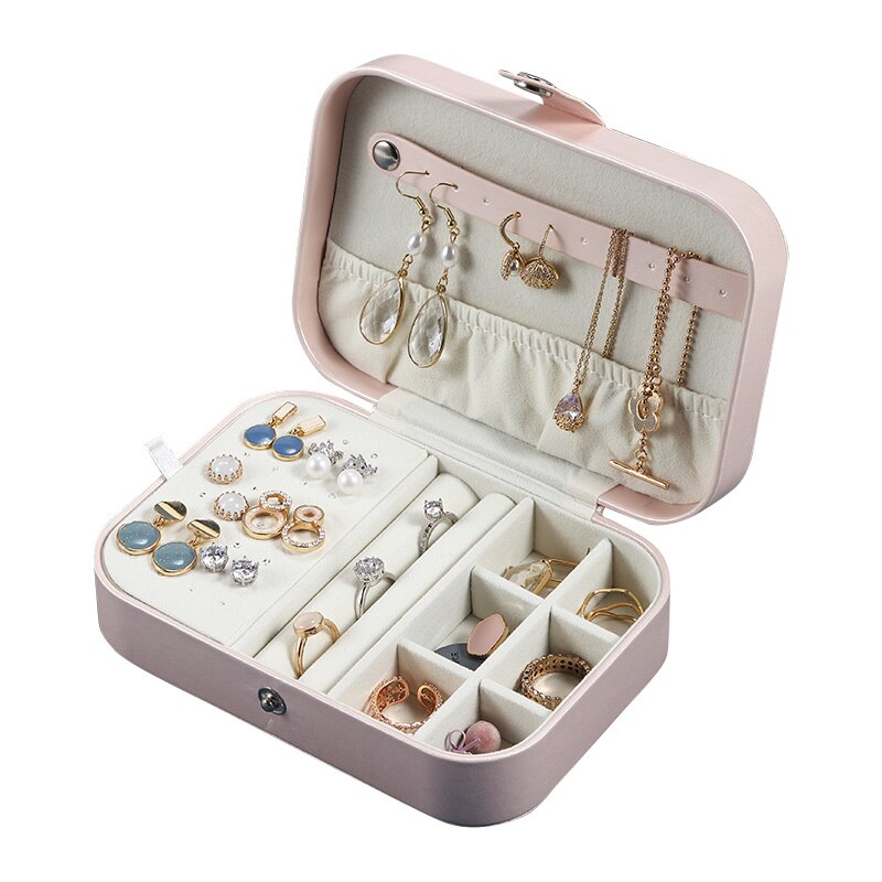 High Quality Jewelry Box Organizer Storage Leather Holder Earrings Ring Necklace Case Protable Jewel Packaging For Gift Display