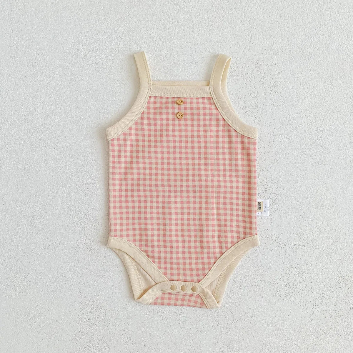 Summer Newborn Baby Girls Sleeveless Sling Plaid Outfits Cotton Soft Jumpsuits Infant Kids Casual Clothing Bodysuits