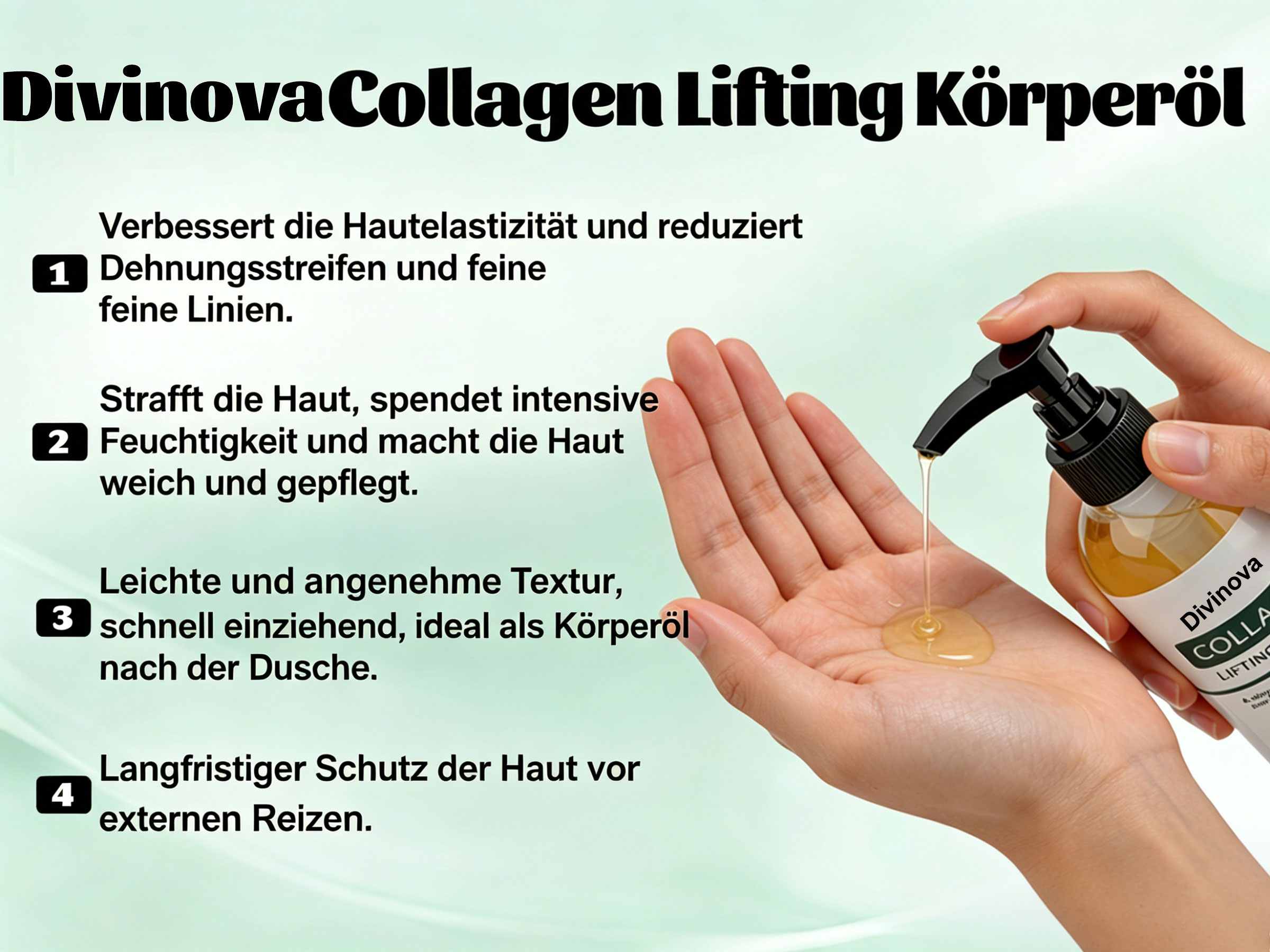 Divinova Kollagen körperöl zur Hautstraffung, 2026  Divinova Collagen Lifting Body Oil für Narben, Falten und Dehnungsstreifen, 100ML