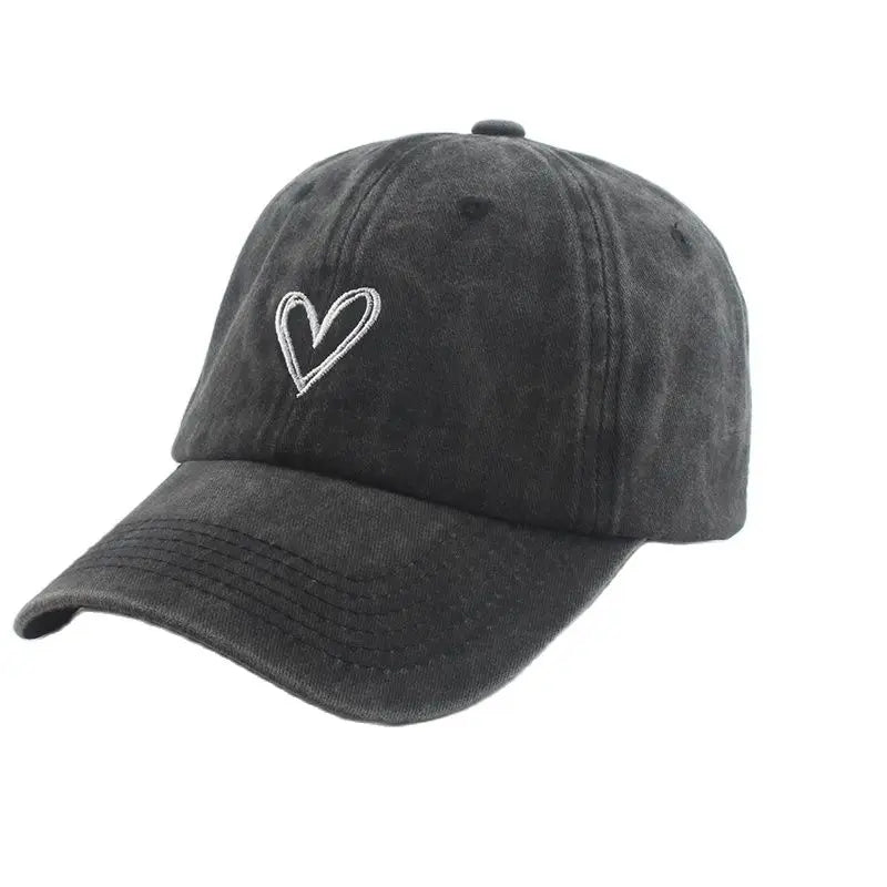 Fashion Outdoor Sport Baseball Caps For Men Women Love Heart Embroidery Snapback Cap Washed Cotton Dad Hat