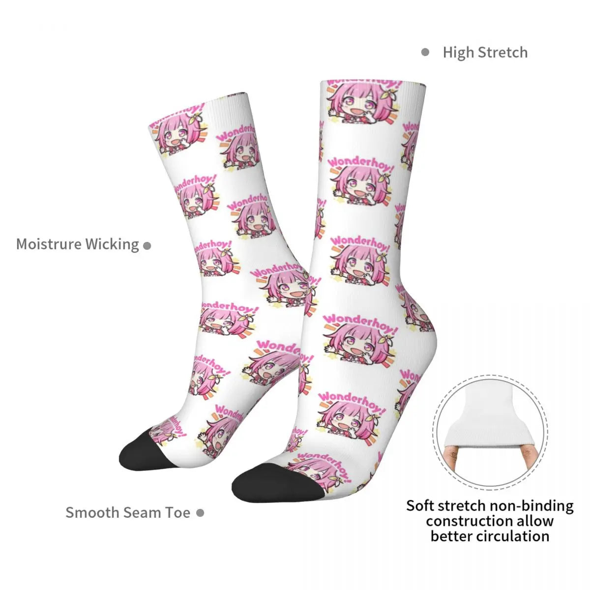 Project Sekai Emu Otori Emu Otori Wonderhoy Print Men Women Socks Windproof Novelty Spring Summer Autumn Winter Stockings Gift