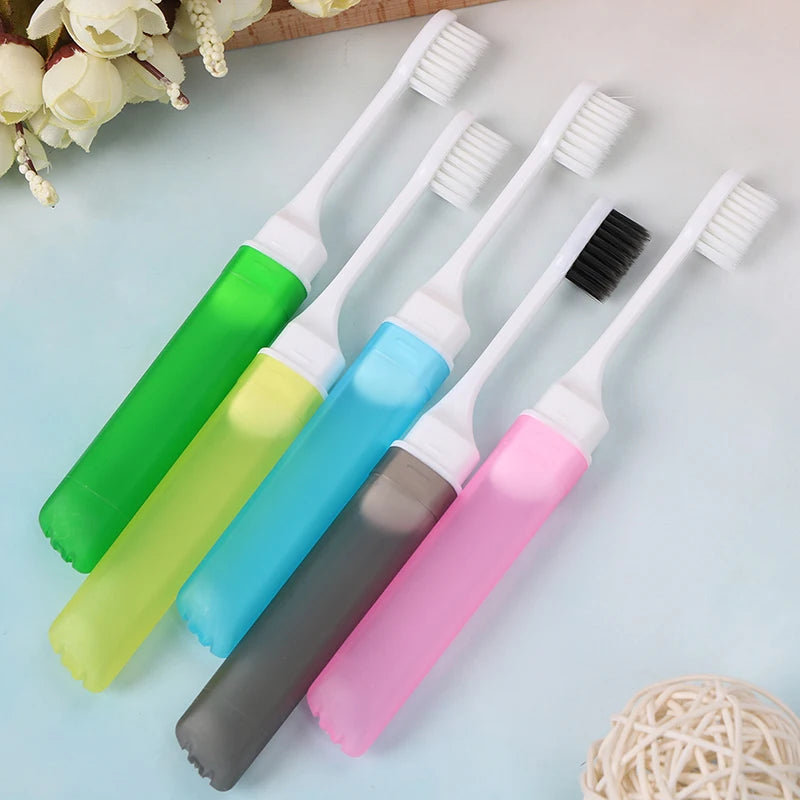 1pc Portable Foldable Folding Toothbrush Plastic Durable Mini Outdoor Camping Travel Soft Folding Toothbrush Random