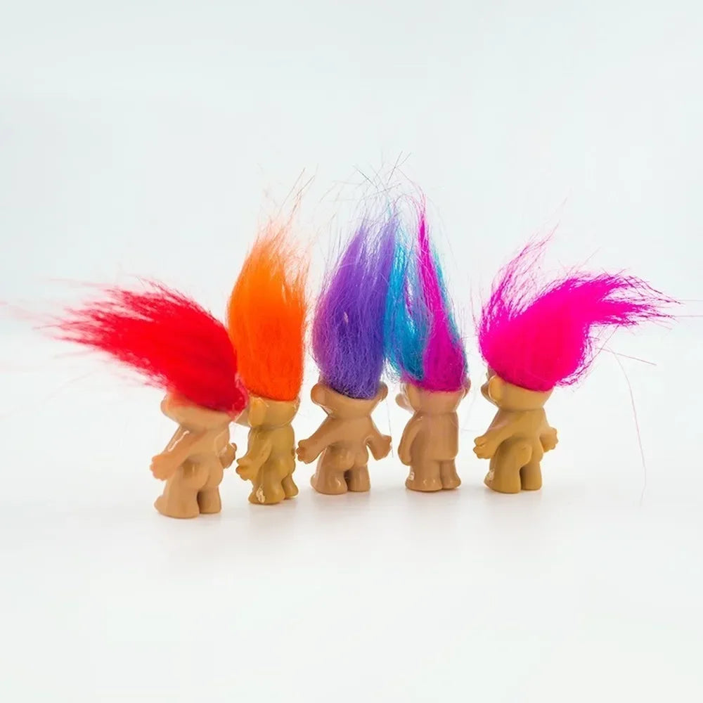 5Pcs/lot Funny Trolls Dolls Anime Action Figure Colorful Hair Family Members Models Kids Toys for Children Gift Nostalgic Adult