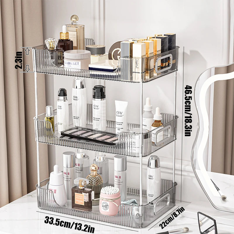 &Bathroom Organizer Shelf Acrylic Makeup Storage Rack Large Capacity Skincare Cosmetic Liptick Home Kitchen Desktop Holder