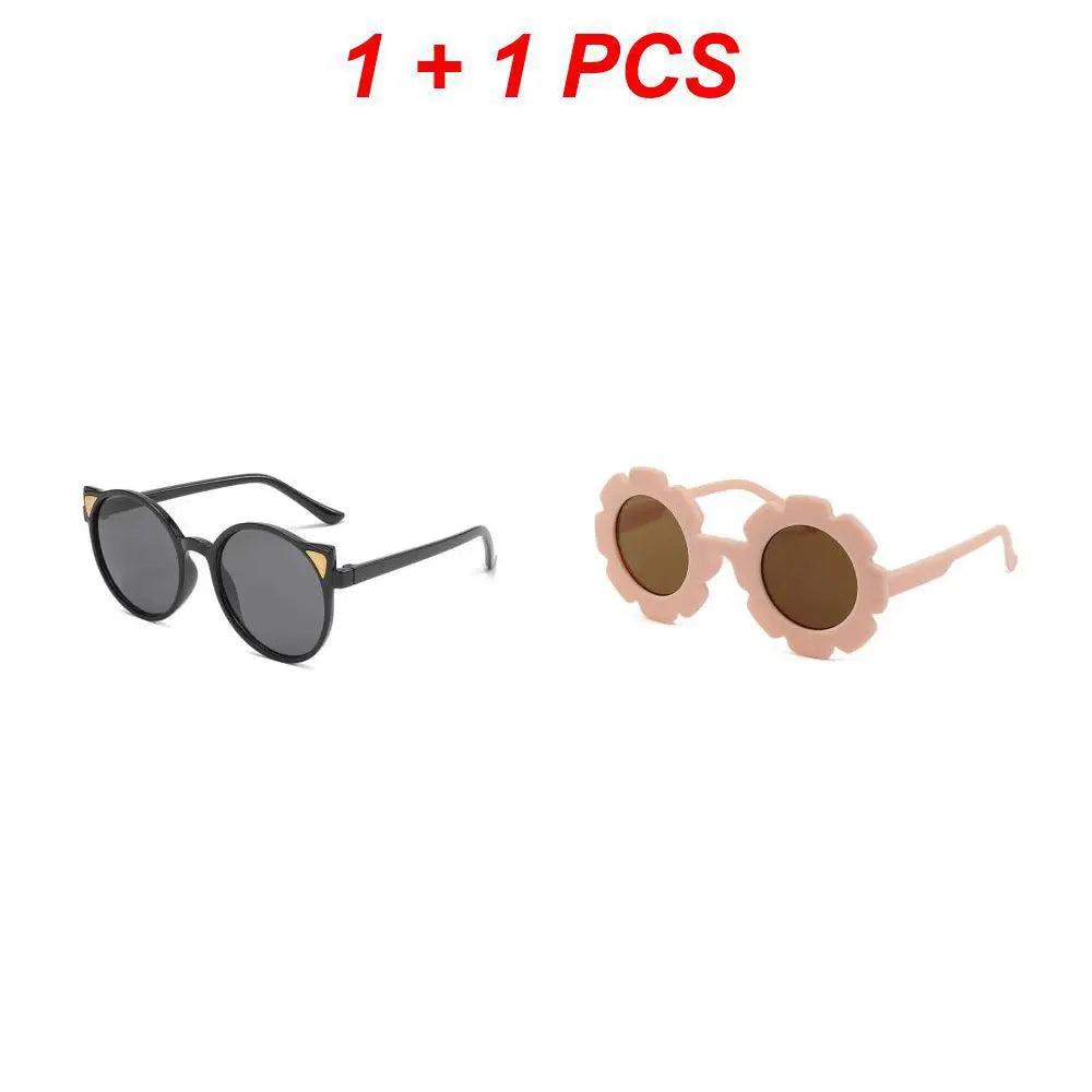 Sun Flower Sunglasses For Children Round Summer Travel Shades Boys Girls Lovely Eyewear Kids Baby UV Protection Oculos De Sol