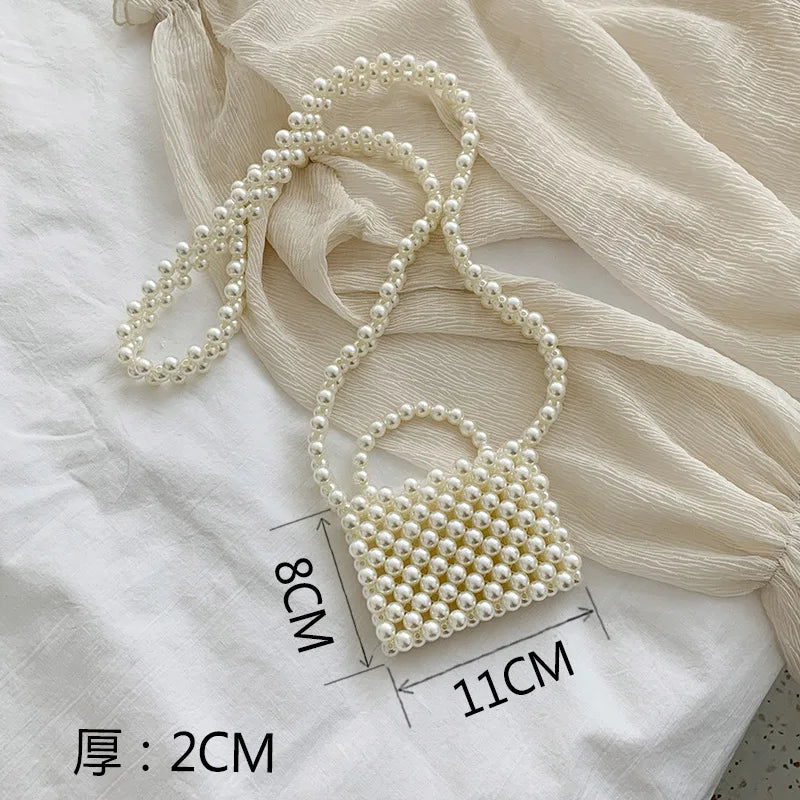 Mini Pearl Bag Handmade Vintage EVA Beaded Fashion Banquet Party Shoulder Bag Female 2024 Wedding Bags Luxury Women's Coin Purse