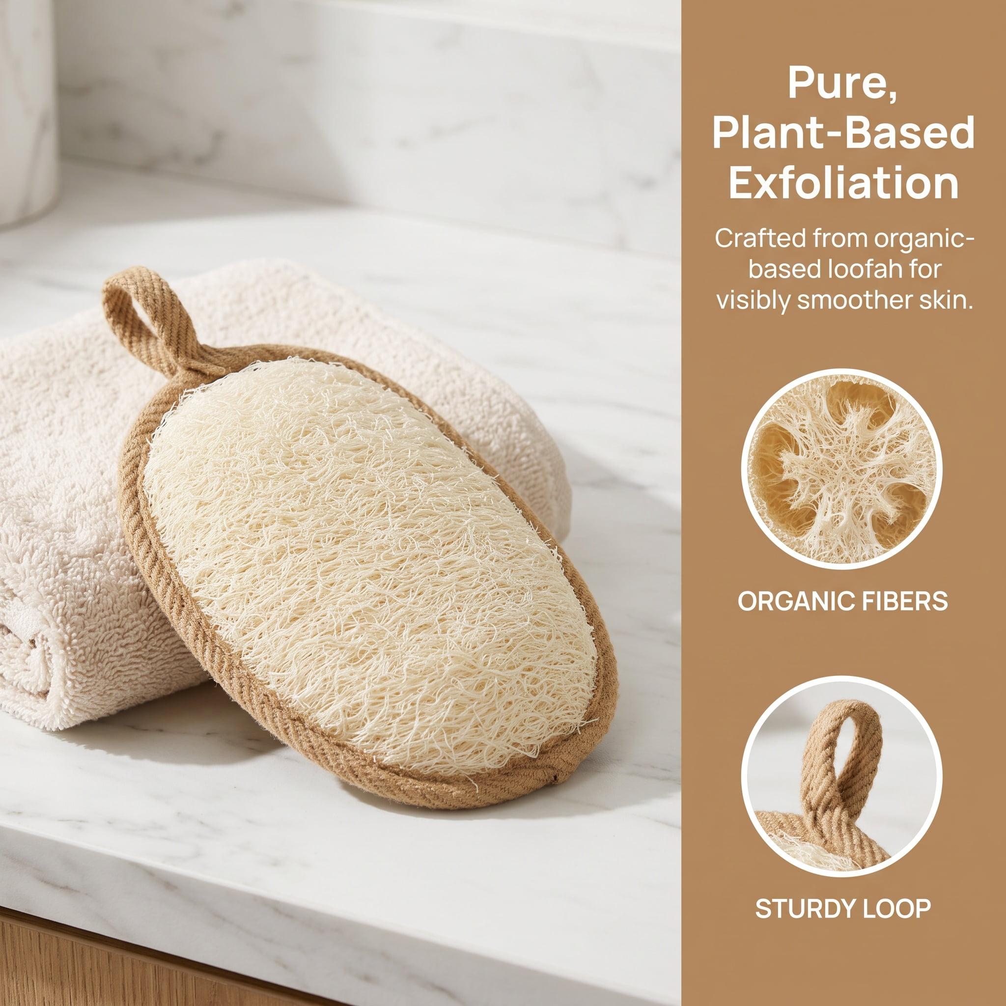 Natural Loofah Exfoliating Body Scrubber Pads, 100% Plant-Based Shower Luffa Sponge for Women & Men, Eco-Friendly Bath Loofah(3PCS)
