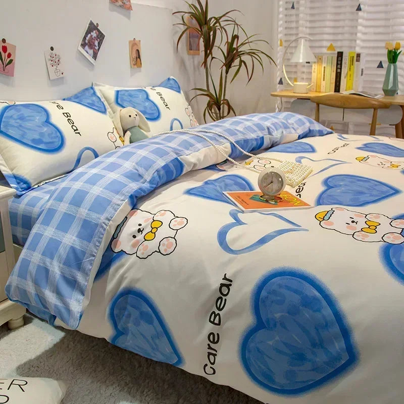 New Fashion Print Queen Size Bedding Set King Size Daisy Printed  Duvet Cover Set with Flat Sheets Cozy Durable Bedding Sets