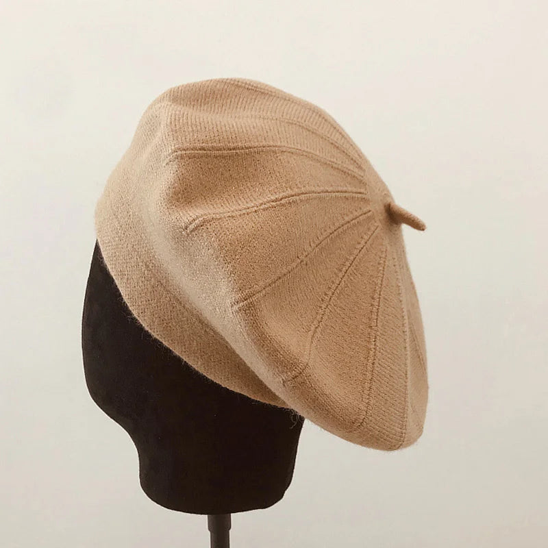 Hat for women big size circumference winter soft cashmere Beret Hat Women retro warm knitting artist hat casual pumpkin hat