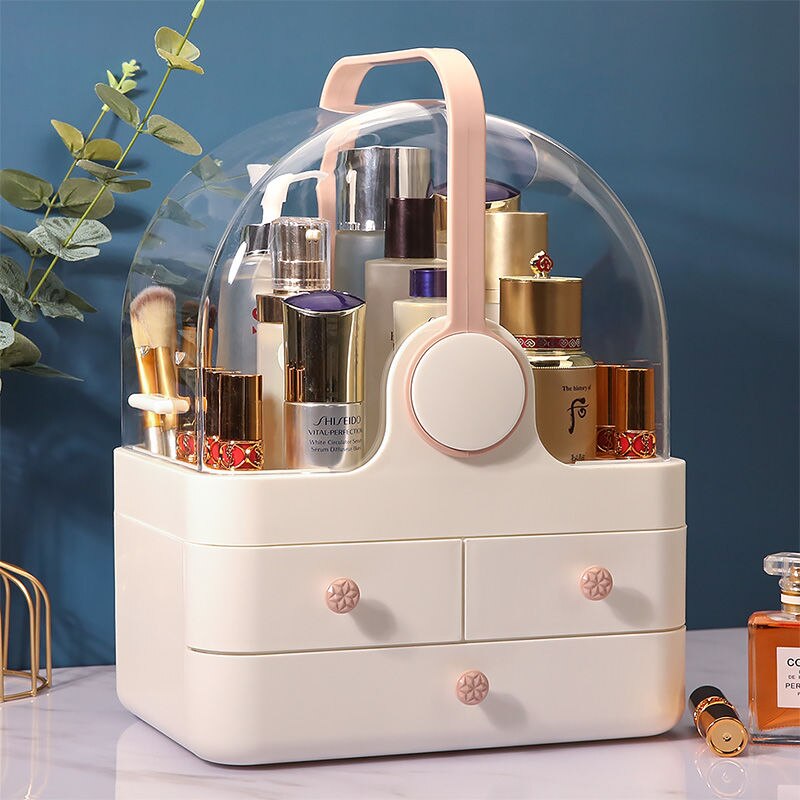 Box Makeup Organizer Jewelry Storage Box Lipstick Holder Earring Necklace Drawer Transparent Desktop Shelf