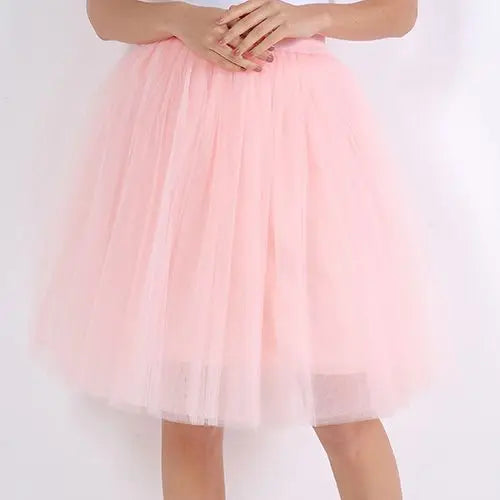 Quality 5 Layers Fashion Tulle Skirt Pleated Skirts Womens Lolita Petticoat Bridesmaids Midi Skirt