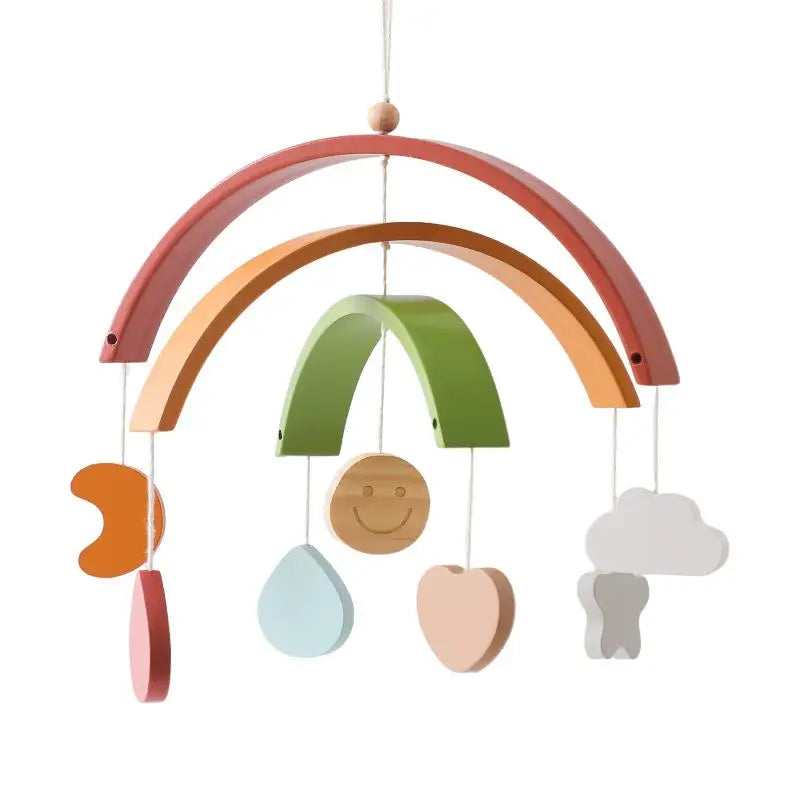 Crib Mobile Bed Bell Wooden Baby Rattles Soft Felt Cartoon Animal Bed Bell Newborn Music Box Hanging Toy Crib Bracket Baby Gifts