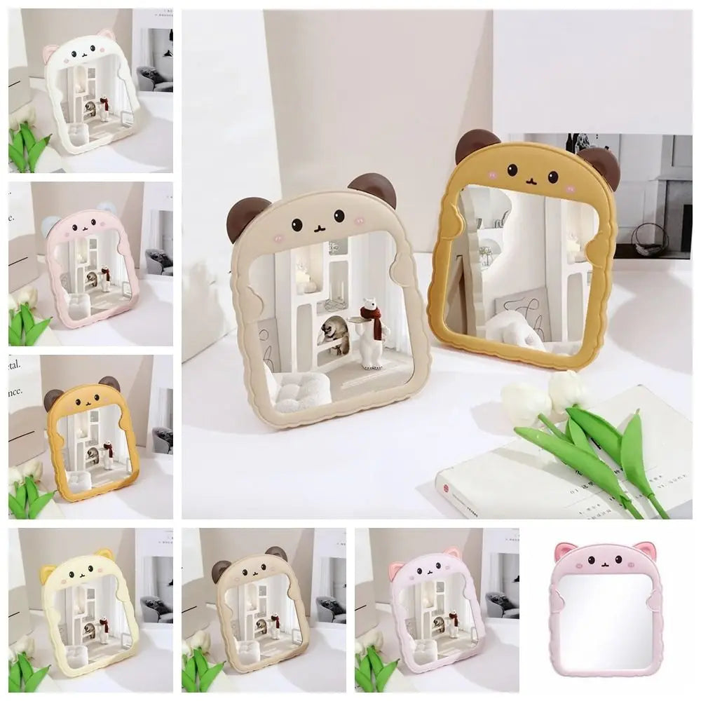 Plastic Cat Dressing Mirror Animal Cute Desktop Makeup Mirror European Style Bread Side Bear Folding Mirror Dressing Table