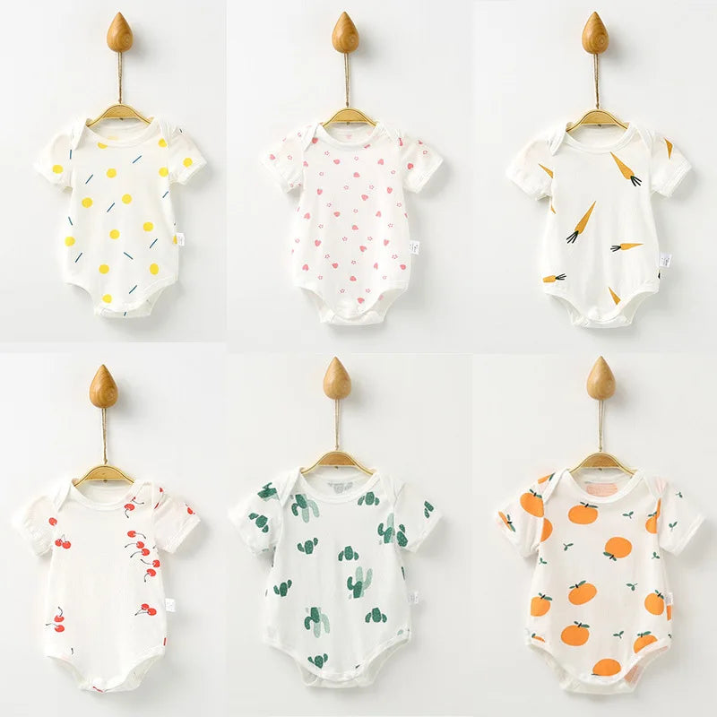 Mesh Cotton Baby Summer Thin Bag Fart Clothes Newborn Baby Clothes Short-sleeved Romper Triangle Climbing Jumpsuit Ropa Bebe