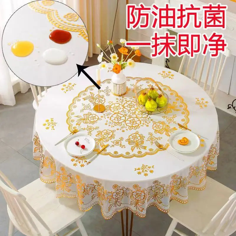 Round tablecloth, waterproof, oil-proof, anti-scald, wash-free