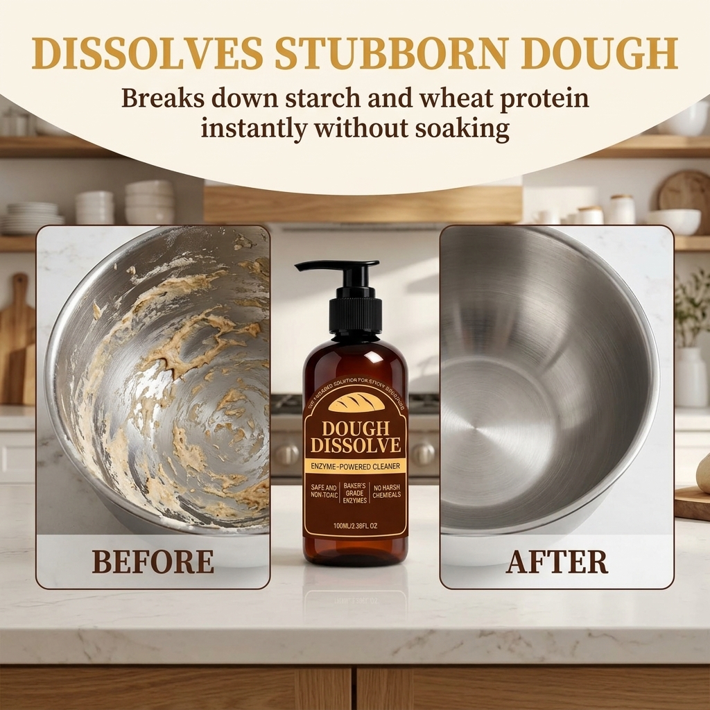 The Kneaded Solution For Sticky Situations, 2026 Upgraded Dough Dissolve Soap for Sourdough, Amylase & Protease Enzyme Cleaner for Bannetons, Proofing Baskets & Bread Tools, Helps Dissolve Flour & Starch Residue