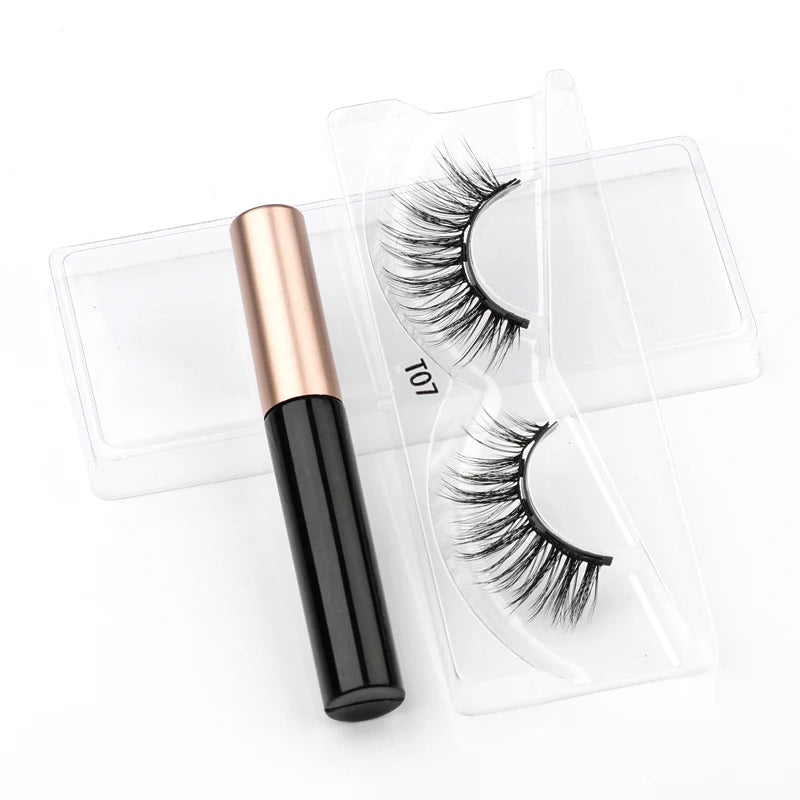 Magnetic Eyelashes Set 1/2/3 Pairs Natural Long False Eyelashes Soft Mink Lashes Waterproof Liquid Eyeliner Tweezer Makeup Tools