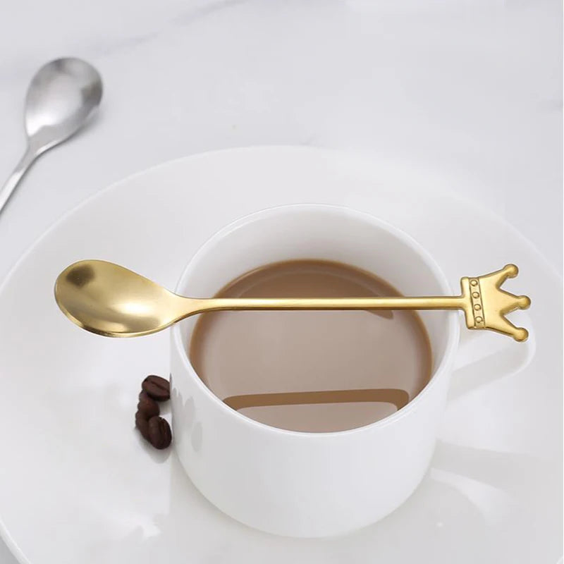 Stainless Steel Crown Spoon Dessert Spoon Bird Nest Spoon Stirring Spoon Creative Souvenir Spoon Coffee Spoon Ice Cream Spoon