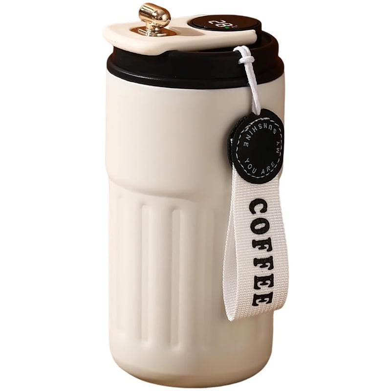 450-ml Stainless Steel Insulated Coffee Mug with Temperature Display Lid