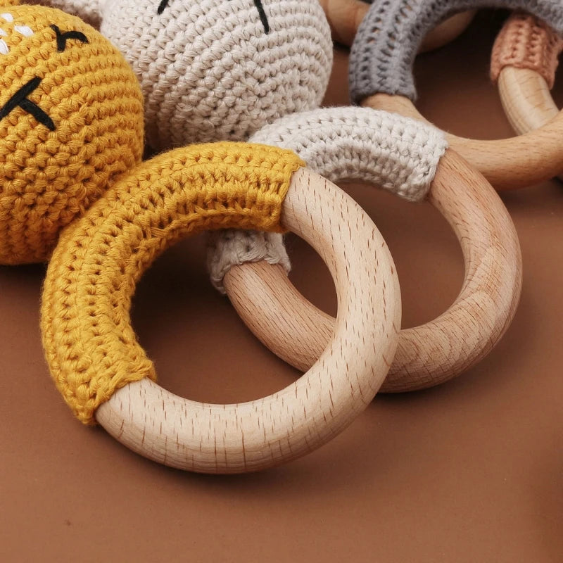 1Pc Baby Wooden Teether Crochet Rattle Toy BPA Free   Rattle Baby Mobile Gym Newborn Stroller Educational Toys Dropshipping