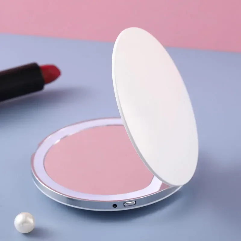 Portable LED Light Makeup Mirror Vanity lights Compact Make Up Pocket mirrors Vanity Cosmetic hand folding led Mirror lamp