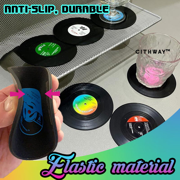 Retro CD Record Coasters Cup Mat Set (6-12PCS)