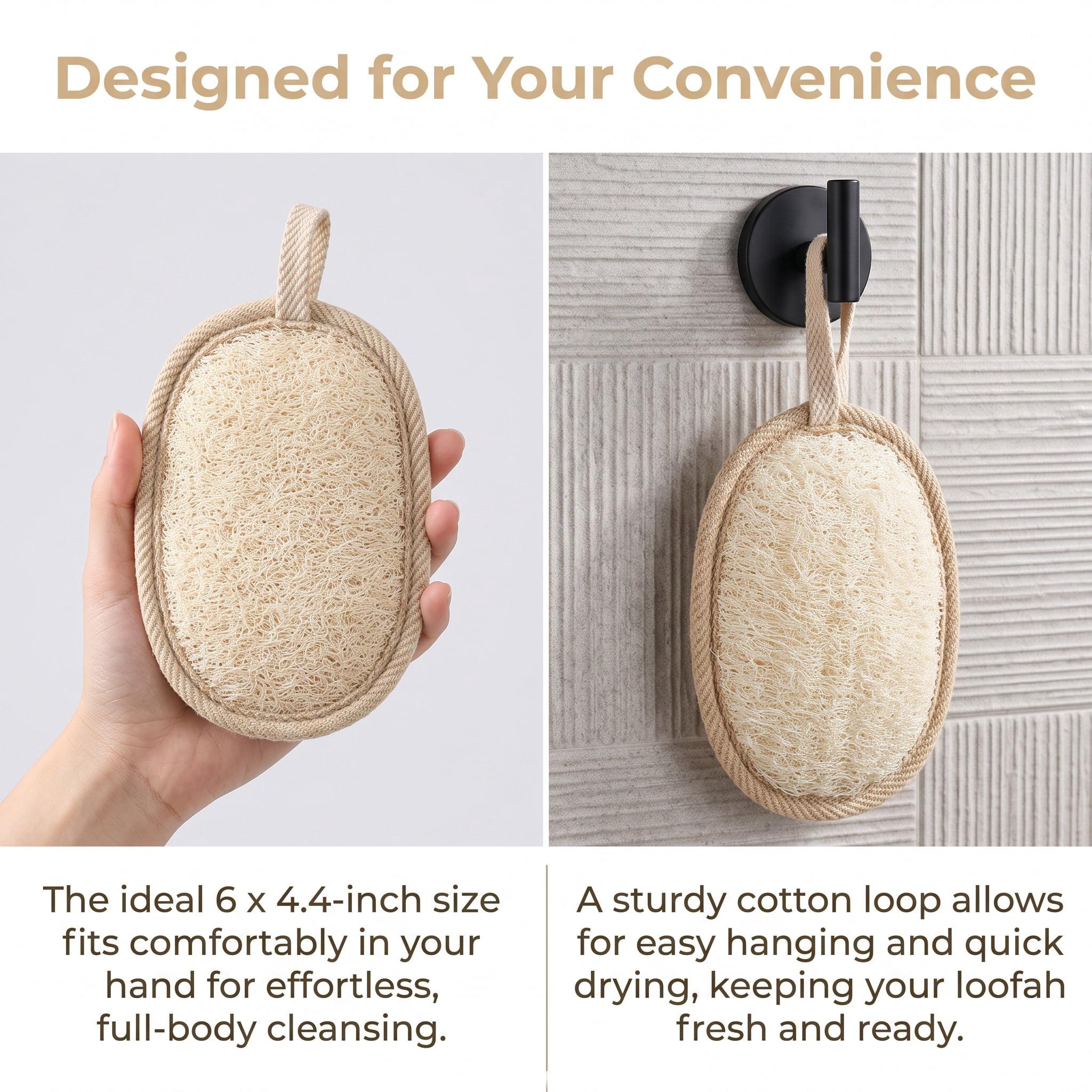 Natural Loofah Exfoliating Body Scrubber Pads, 100% Plant-Based Shower Luffa Sponge for Women & Men, Eco-Friendly Bath Loofah(3PCS)