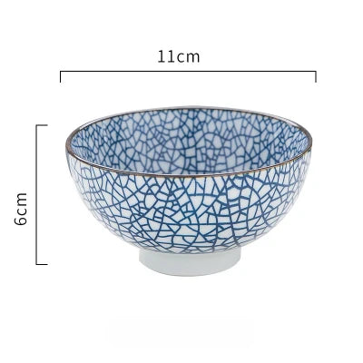 Japanese Classical Ceramic Bowls Tableware Kitchen Soup Noodle Rice Bowl Big Ramen Bowl  Spoon and Teacup